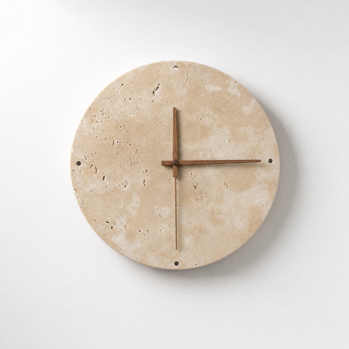 Adagio travertine wall clock, front