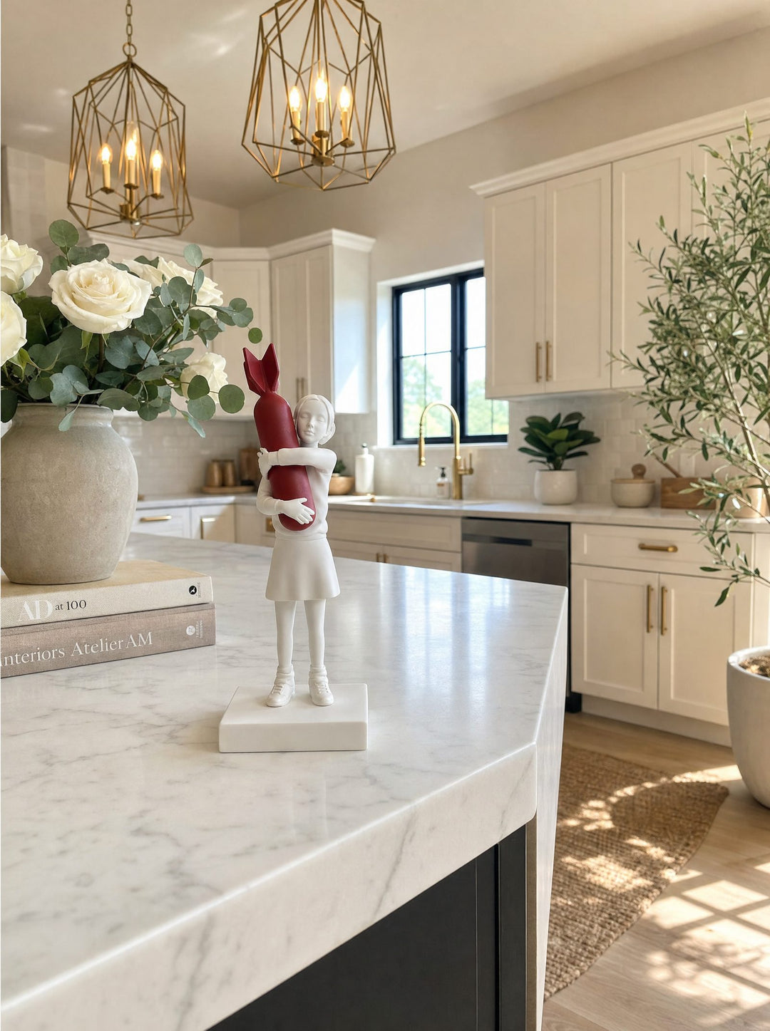 Disarm on kitchen island, natural light