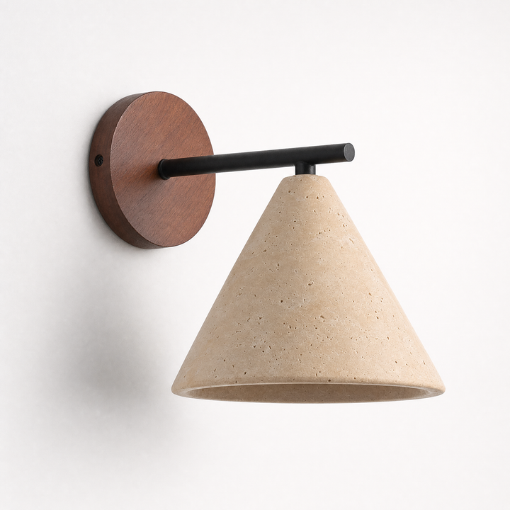 Fonte travertine wall lamp, three-quarter