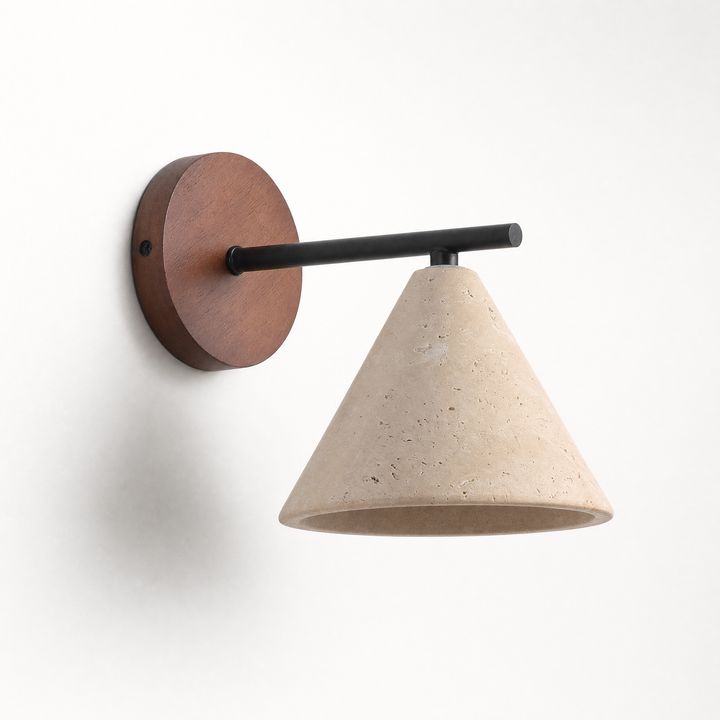 Fonte travertine wall lamp, side