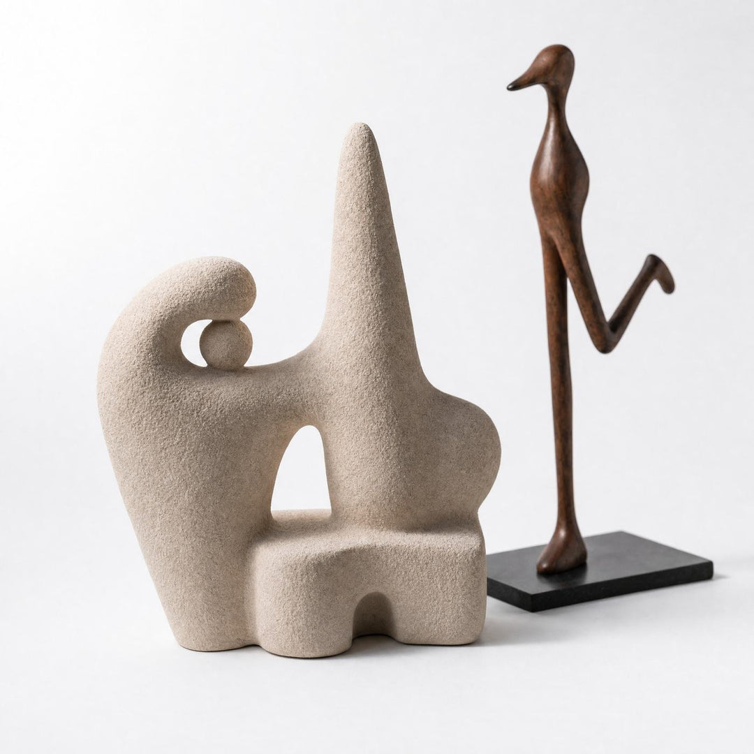 Close view of the stone surface of an Archetypes sculpture