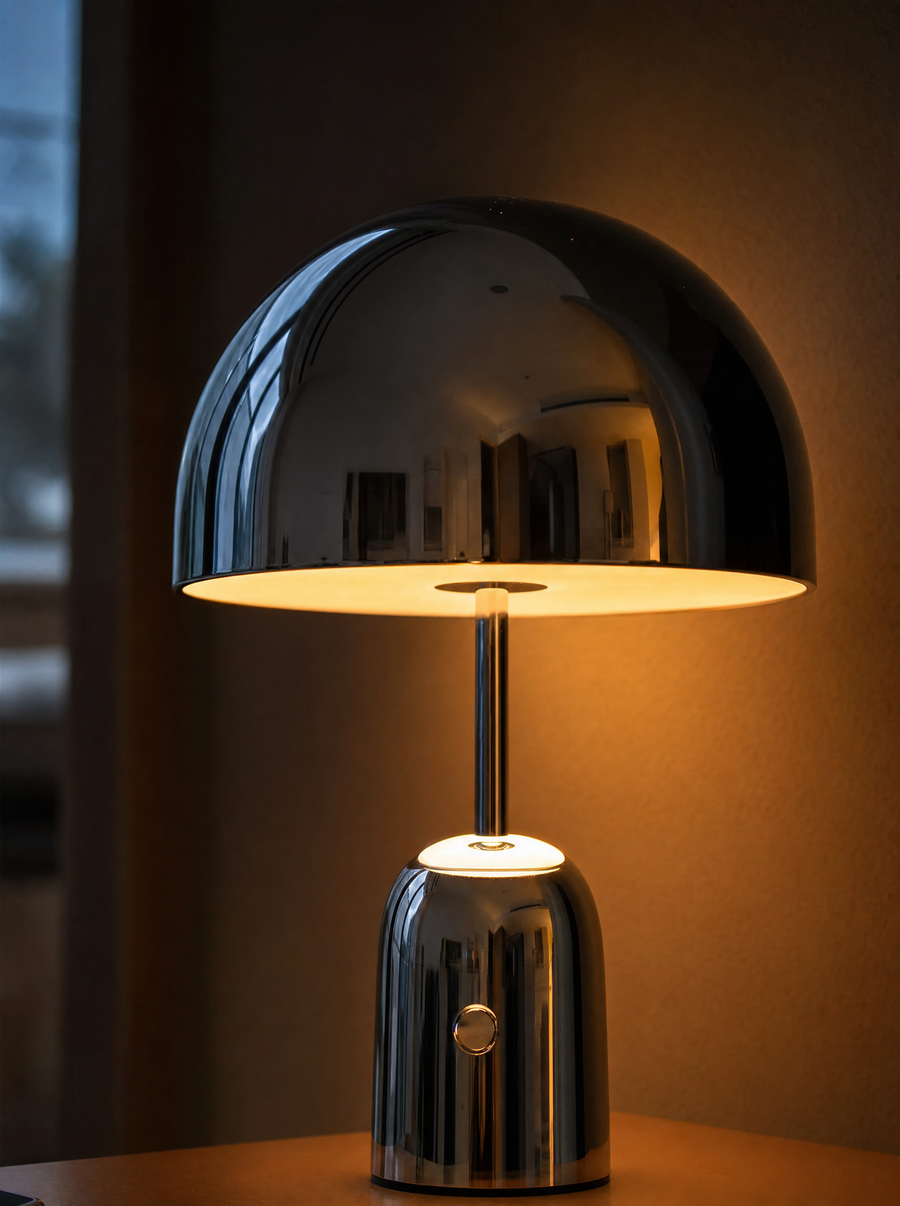 Close detail of the Vespers touch switch and its warm glow.