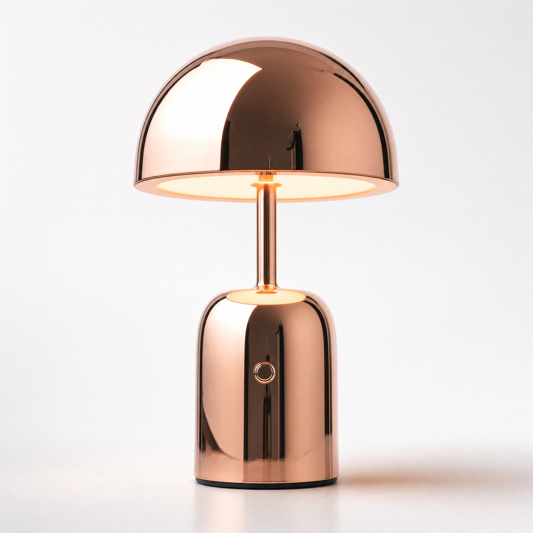 Vespers lamp in rose gold, no cord, plain background