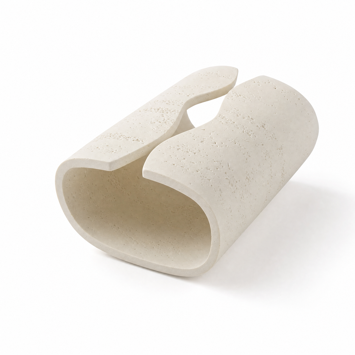 Volute ceramic tissue holder, studio packshot.